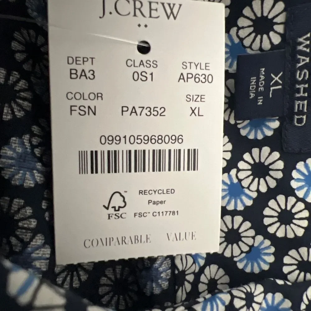 🆕 J. Crew Men’s Flex Washed Slim Fit Shirt size XL